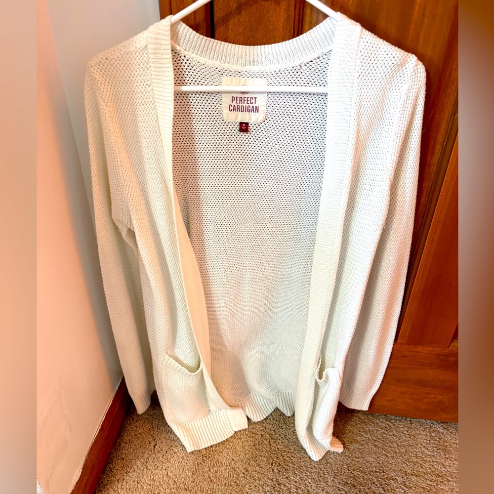 Long sleeve, White Cardigan, Medium